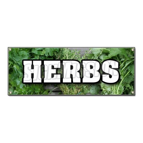 Signmission HERBS BANNER SIGN fresh organic basil bay leaves chives chervil dill oregano B-Herbs - main